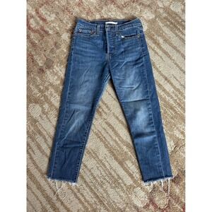 Levis Wedgie Skinny Jeans Womens 27 High Rise‎ Cropped Raw Hem Vintage Wash